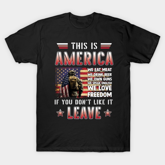 Us Veteran Patriotic American Flag T-Shirt by myreed